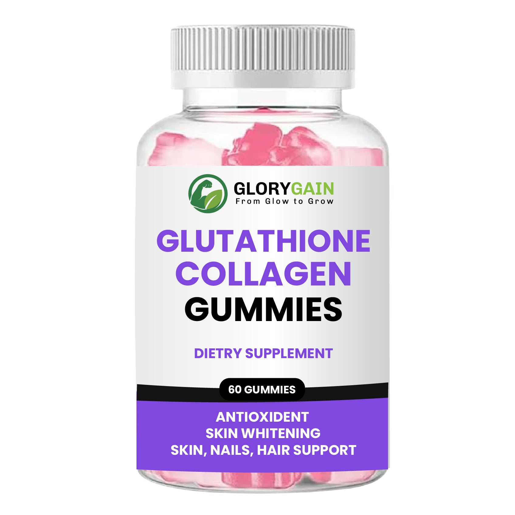 Glutathione Collagen Glow Gummies | Skin, Hair & Nail Support GloryGain Glutathione Collagen Glow Gummies | Skin, Hair & Nail Support GloryGain