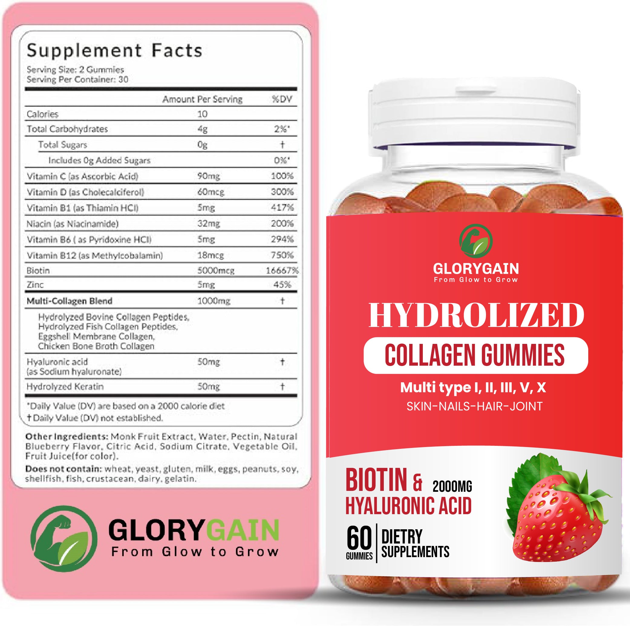 Collagen Gummies for Women – Sugar Free, Biotin, Vitamins & Multi-Type Support for Skin, Hair & Joints